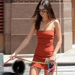 Bec & Bridge Maya Rust Orange Bodycon Mini Dress